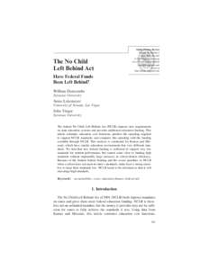 The No Child Left Behind Act Public Finance Review Volume 36 Number 4 July