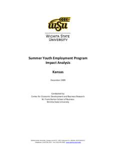 Summer Youth Employment Program  Impact Analysis     Kansas    December 2009 