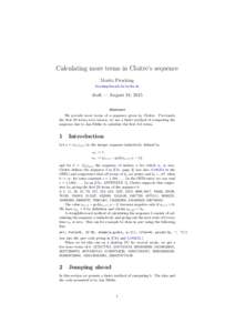 Calculating more terms in Cloitre’s sequence Moritz Firsching  draft — August 18, 2015 Abstract