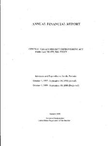 ANNUAL FINANCIAL REPORT  CENTRAL VALLEY PROJECT IMPROVEMENT ACT Public Law[removed], Title XXXIV ·  Revenues and Expenditures for the Periods: