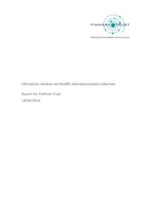 Literature review on health microinsurance schemes Report for FinMark Trust[removed] Draft report
