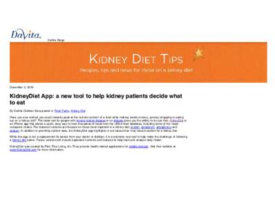 Kidney Diet Tips » KidneyDiet App: a new tool to help kidney patients decide what to eat