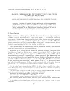 Theory and Applications of Categories, Vol. 25, No. 10, 2011, pp. 251–275.  HIGHER CATEGORIFIED ALGEBRAS VERSUS BOUNDED HOMOTOPY ALGEBRAS DAVID KHUDAVERDYAN, ASHIS MANDAL, AND NORBERT PONCIN Abstract. We deﬁne Lie 3-