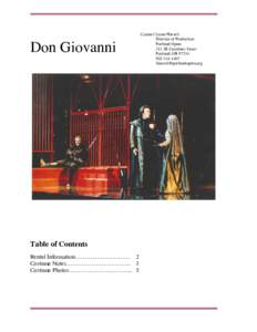 Don Giovanni  Contact: Laura Hassell Director of Production Portland Opera 211 SE Caruthers Street