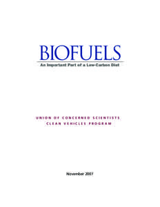 Biofuels An Important Part of a Low-Carbon Diet Union of Concerned Scientists Clean Vehicles Program