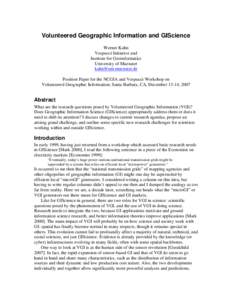 Volunteered Geographic Information and GIScience