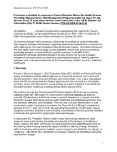Master Comments for EPA RFI On RMP  Comments submitted in response to Federal Register Notice Accidental Release Prevention Requirements: Risk Management Programs Under the Clean Air Act, Section 112(r)(7); Rule Moderniz