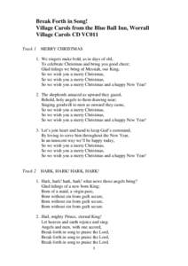 Break Forth in Song! Village Carols from the Blue Ball Inn, Worrall Village Carols CD VC011 Track 1  MERRY CHRISTMAS