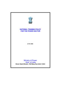NATIONAL TRAINING POLICY FOR THE POWER SECTOR JUNEMinistry of Power