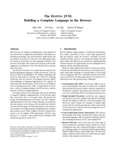 The D OPPIO JVM: Building a Complete Language in the Browser John Vilk CJ Carey