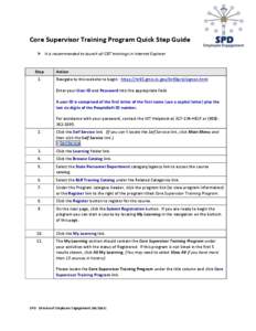 Core Supervisor Training Program Quick Step Guide  It is recommended to launch all CBT trainings in Internet Explorer Step 1.