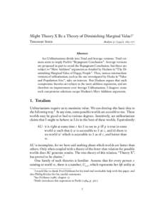 Might Theory X Be a Theory of Diminishing Marginal Value?∗ Theodore Sider Analysis[removed]): 265–271  Abstract