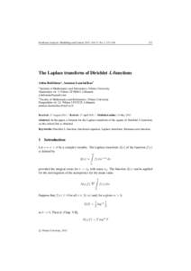 Nonlinear Analysis: Modelling and Control, 2012, Vol. 17, No. 2, 127–The Laplace transform of Dirichlet L-functions a