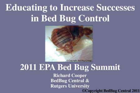 Educating to Increase Successesin Bed Bug Control