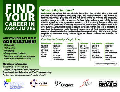 FIND YOUR CAREER IN AGRICULTURE  WHY CONSIDER A CAREER IN