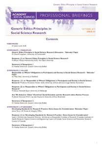 Generic Ethics Principles in Social Science Research  Generic Ethics Principles in Social Science Research  OCTOBER 2013