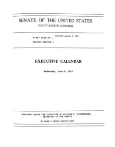SENATE OF THE UNITED STATES NINETY-EIGHTH CONGRESS F IR S T SESSION {  Convened January 3, 1983