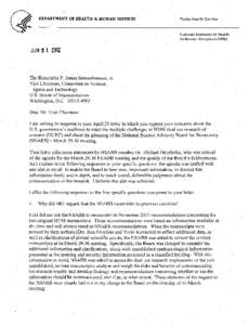 Documents Requested by Rep. F. James Sensenbrenner, Jr., in Letter (dated April 23, 2012) to NIH Director Francis Collins, M.D., Ph.D. x  “Documents prepared by NIH for the March 29–30 NSABB meeting”