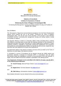 MSA/AFD/ADM-INV-EoI1June 2011 ARAB REPUBLIC OF EGYPT MINISTRY OF STATE FOR ANTIQUITIES