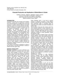 Pakistan Journal of Nutrition 9 (9): , 2010 ISSN © Asian Network for Scientific Information, 2010 Potential Production and Application of Biofertilizers in Sudan Gadalla A. Elhassan1, Migdam E. Abdelgan