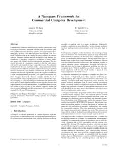 A Nanopass Framework for Commercial Compiler Development Andrew W. Keep R. Kent Dybvig