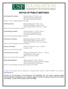 NOTICE OF PUBLIC MEETING, HEARING OR WORKSHOP