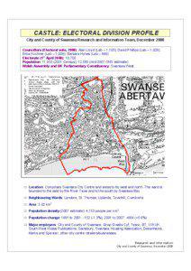 CASTLE: ELECTORAL DIVISION PROFILE City and County of Swansea Research and Information Team, December 2008 Councillors (Electoral vote, 2008): Alan Lloyd (Lab – 1,105); David Phillips (Lab – 1,029);