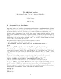 The bickham package Bickham Script Pro as a Math Alphabet Michael Sharpe April 25, [removed]