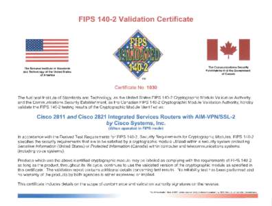 FIPS[removed]Validation Certificate No. 1030