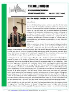 THE BELL RINGER BELLS CORNERS UNITED CHURCH INFORMATION and INSPIRATION June 2015 ~ Vol. 13 ~ Issue 4