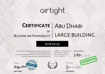 Certificate Abu Dhabi of Building Air Permeability large building