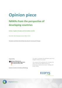 Opinion piece NAMAs from the perspective of developing countries Authors: Angélica Afanador and Ann Gardiner (Ecofys)  December 2015/Updated version March 2016