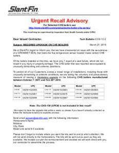 CHS Recall- Public contractor letter official notification -
