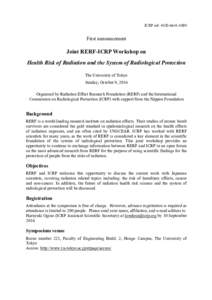 ICRP ref: First announcement Joint RERF-ICRP Workshop on Health Risk of Radiation and the System of Radiological Protection