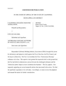 FiledCERTIFIED FOR PUBLICATION IN THE COURT OF APPEAL OF THE STATE OF CALIFORNIA SIXTH APPELLATE DISTRICT