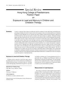 HK J Paediatr (new series) 2004;9:[removed]Special Review Hong Kong College of Paediatricians Position Paper on