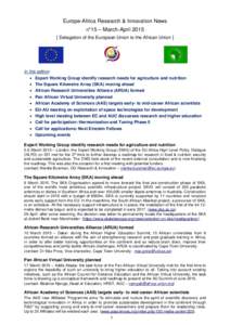 Europe-Africa Research & Innovation News n°15 – March-AprilDelegation of the European Union to the African Union ] In this edition: 