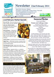 Newsletter  22nd February 2014 West Kirby Farmers’ Market St Andrew’s Church Hall, Graham Road, CH48 5DE