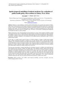 Spatio-temporal modelling of malaria incidence for evaluation of public health policy interventions in Ghana, West Africa