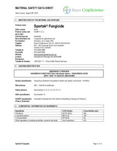 MATERIAL SAFETY DATA SHEET Date of Issue: August 26thIDENTIFICATION OF THE MATERIAL AND SUPPLIER Product name