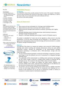 Newsletter May 2014 Facts & Figures  Full name: High Pressure Hydrogen All Electrochemical Decentralized RefUeling