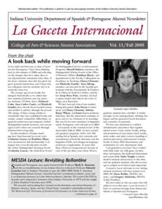 Vol. 11/Fall 2005 From the chair A look back while moving forward In my sixth and ﬁnal year as chair of Spanish and Portuguese, I have been thinking back to the summer of 2000 and reﬂecting