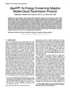 SUBMITTED TO IEEE TRANSACTIONS ON COMPUTERS  1 AppATP: An Energy Conserving Adaptive Mobile-Cloud Transmission Protocol