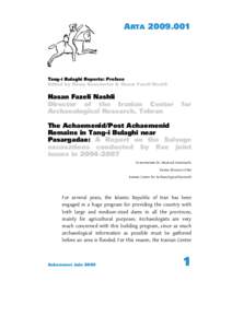 ARTA[removed]Tang-i Bulaghi Reports: Preface Edited by Rémy Boucharlat & Hasan Fazeli Nashli  Hasan Fazeli Nashli