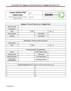 InsureandGo USA - Baggage or Personal Property Loss Claims Form