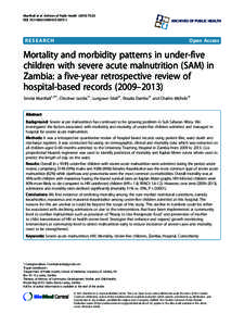 Mortality and morbidity patterns in under-five children with severe acute malnutrition (SAM) in Zambia: a five-year retrospective review of hospital-based records (2009Ł2013)