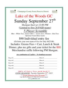 Champaign County Forest Preserve District  Lake of the Woods GC Sunday September 27
