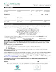 Valmiera Training Application Applicant Information Last Name  First Name