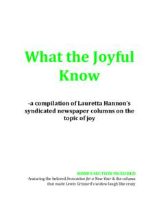       What the Joyful  Know 