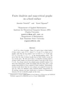 Finite dualities and map-critical graphs on a fixed surface Jaroslav Neˇsetˇril1∗ and Yared Nigussie2† 1  Department of Applied Mathematics